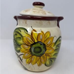Always Home International Yellow Sunflower Red Apple Cherries Canister